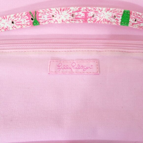 Lilly Pulitzer Pink & Green Travel Jewelry Roll Case With Zippered Pockets - Picture 4 of 5